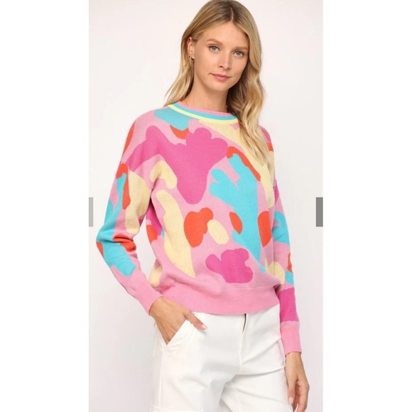 Fate Sweaters - Fate Anthropology Sweater Abstract Multicolor Small 100% Cotton